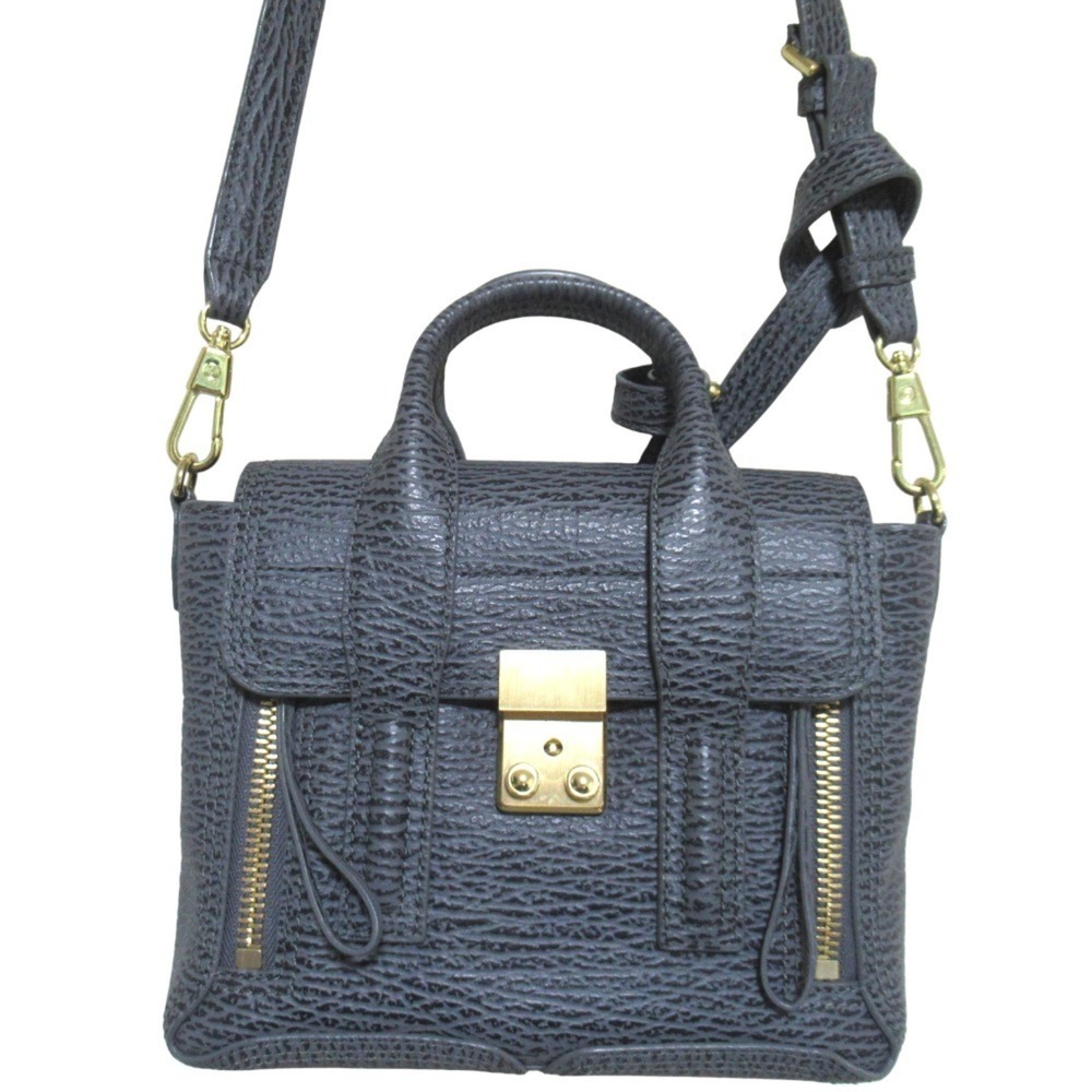 3.1 Phillip Lim Leather 2-Way Mini Satchel Bag, Handbag/Shoulder Gray with Go...